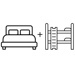 Cama Doble + Una Litera